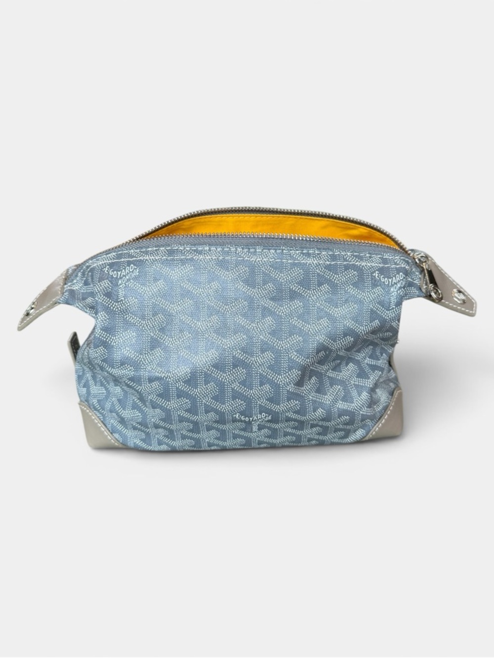 Goyard Light Blue Coated Canvas Pouch with Yellow Interior